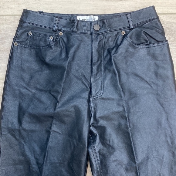 Bagatelle Real Black Leather Pants High Rise Biker Punk Grunge Womens Vintage - Picture 2 of 15